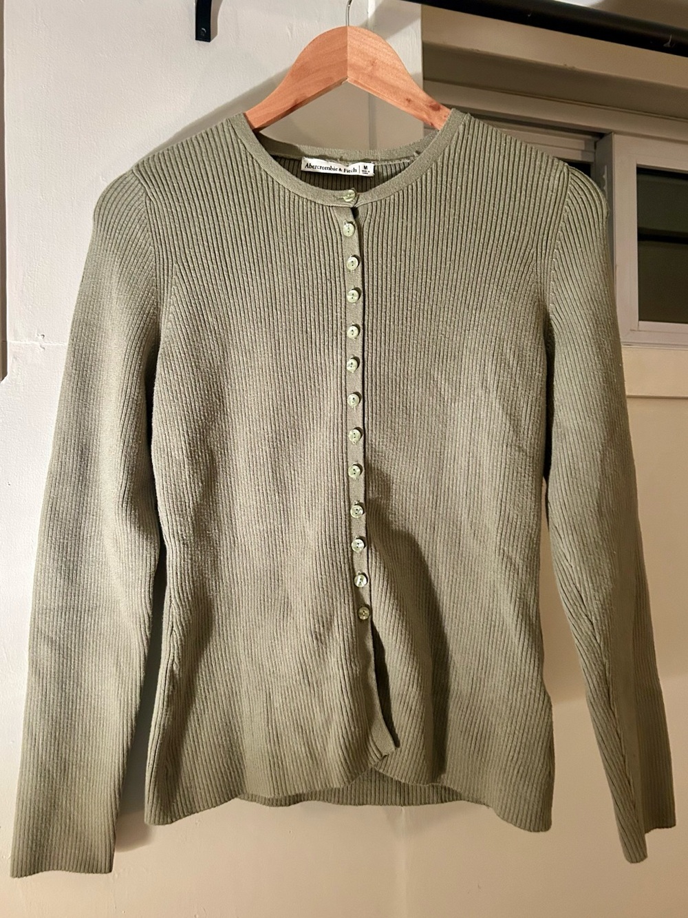 Abercrombie Green Ribbed Cardigan